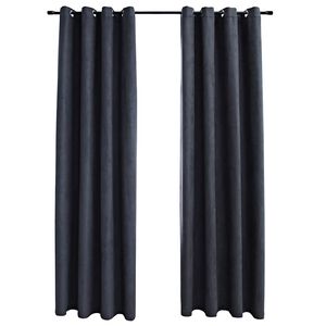 vidaXL Tende Oscuranti con Anelli in Metallo 2 pz Antracite 140x175 cm