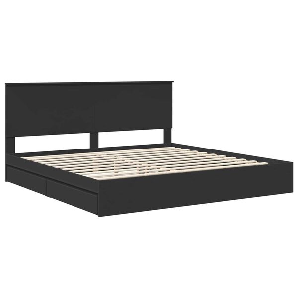 vidaXL Letto con Contenitore Nero 200 x 200 cm Legno multistrato