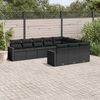 vidaXL Set Divani da Giardino 10pz con Cuscini in Polyrattan Nero