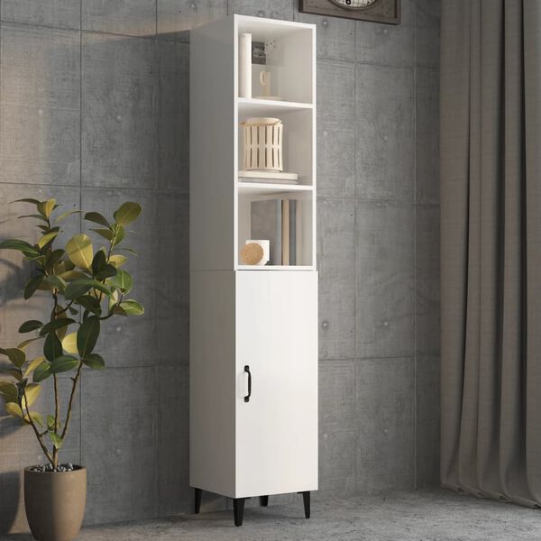 vidaXL Mobile a Parete Bianco Lucido 34,5x32,5x90 cm Legno Multistrato