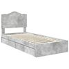 vidaXL Letto con Contenitore con testiera Grigio cemento 90 x 200 cm
