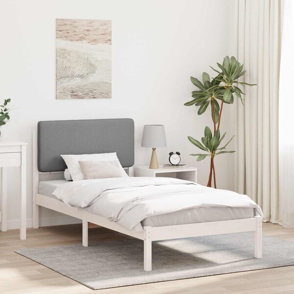 vidaXL Letto con Testiera Rivestita Grigio chiaro 75 x 190 cm