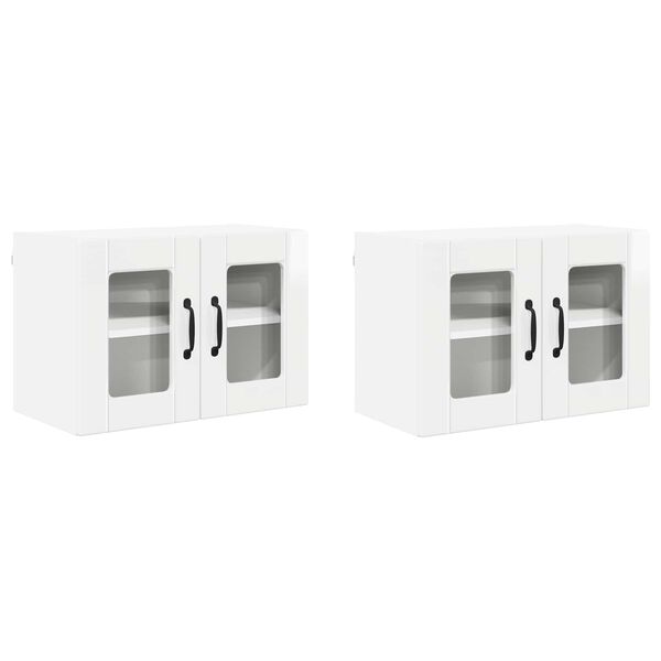 vidaXL Mobile da cucina con porta 2 pcs Bianco Lucido 60 x 31 x 40 cm