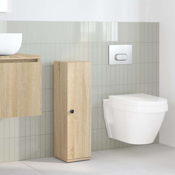 vidaXL Mobile da Bagno con Portarotolo Rovere Sonoma 20,5x22x72 cm