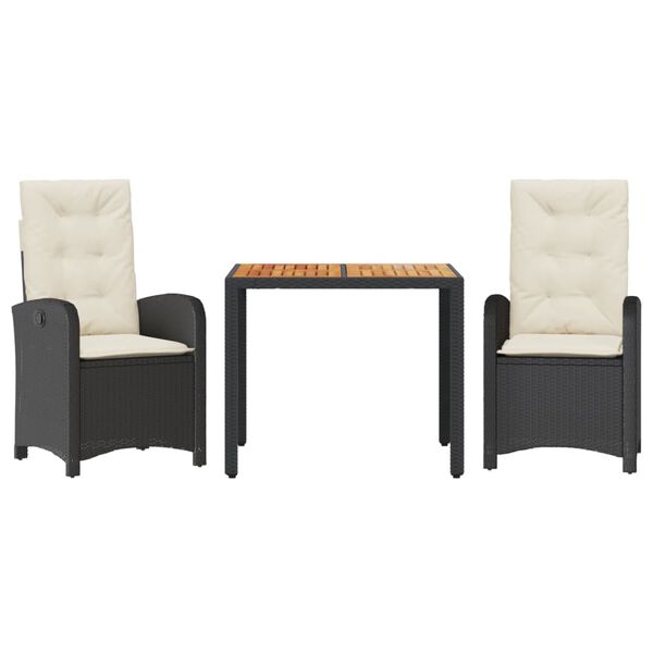 vidaXL Set da Pranzo da Giardino 5 pz Nero con Cuscini in Polyrattan