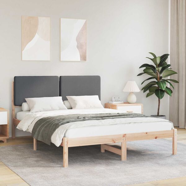 vidaXL Letto con Testiera Rivestita Grigio scuro 140 x 200 cm