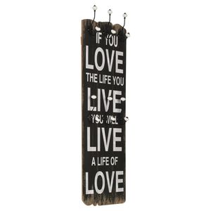 vidaXL Appendiabiti da Parete con 6 Ganci LOVE LE 120x40 cm
