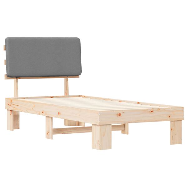 vidaXL Letto con Testiera Rivestita Grigio chiaro 90 x 200 cm