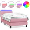 vidaXL Letto a Molle con Materasso e LED Rosa 80x220 cm Velluto