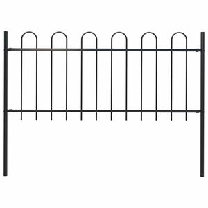 vidaXL Recinzione da Giardino con Parte Superiore ad Anello in Acciaio 181x80 cm Nero