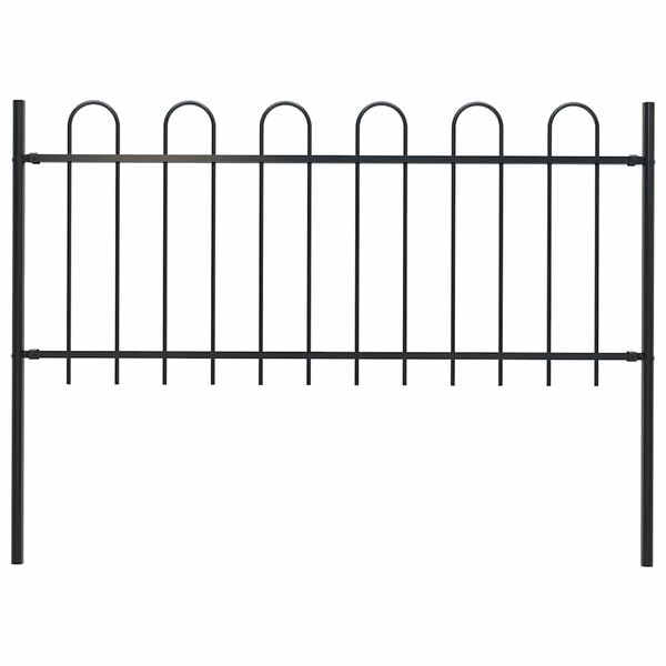 vidaXL Recinzione da Giardino con Parte Superiore ad Anello in Acciaio 181x80 cm Nero