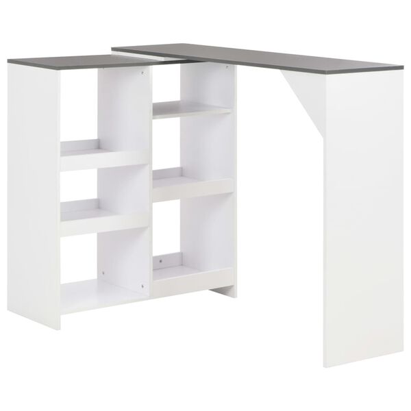 vidaXL Tavolo da Bar con Scaffale Mobile Bianco 138x39x110 cm