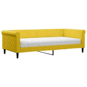 vidaXL Divano Letto con Materasso Giallo 90x200 cm in Velluto