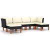 vidaXL Set Divani da Giardino 6 pz con Cuscini in Polyrattan Nero