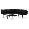 vidaXL Set Divani da Giardino 6 pz con Cuscini Neri in PVC