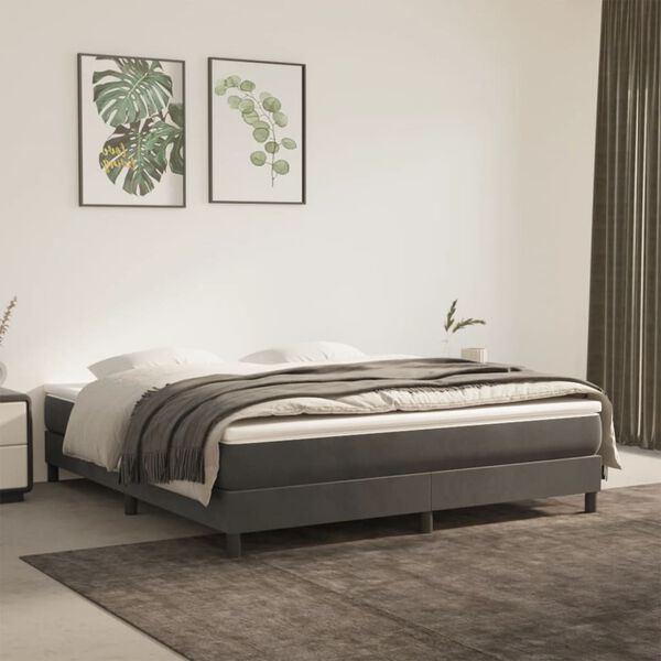 vidaXL Struttura Letto a Rete a Molle Grigio Scuro 160x200 cm Velluto