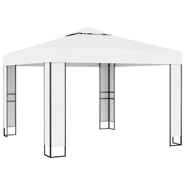 vidaXL Gazebo con Tetto Doppio 3 x 3 m Bianco