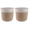 vidaXL Set di Vasi per Piante 2 pz Naturale e Bianco &Oslash; 21 x 21 cm