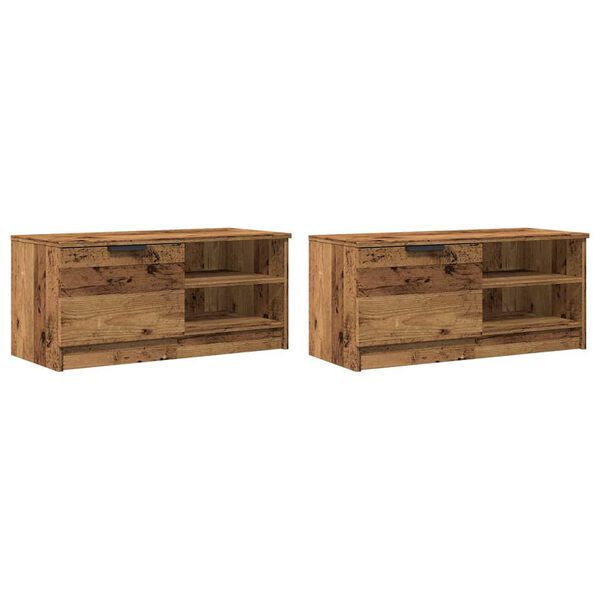 vidaXL Mobili Porta TV 2 pz Legno Vecchio 80x35x36,5 cm in Truciolato