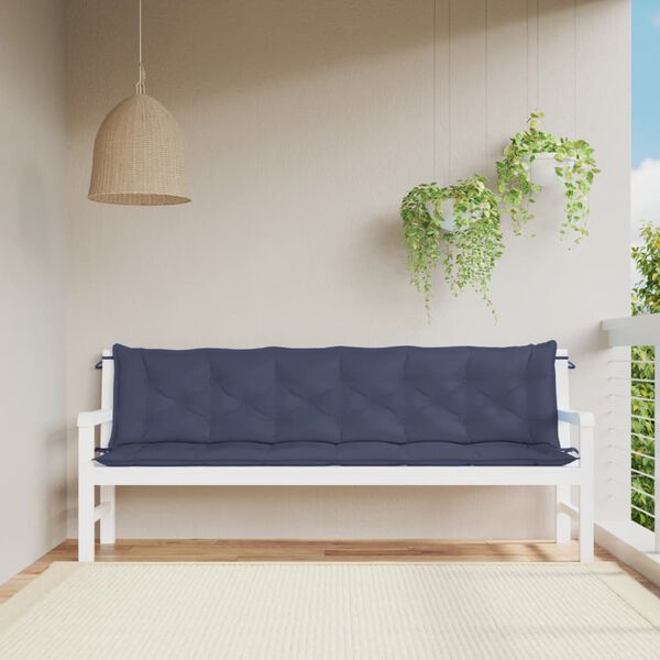 vidaXL Cuscini per Panca 2 pz Blu Marino 200x50x7 cm in Tessuto Oxford