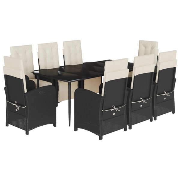 vidaXL Set da Pranzo da Giardino 9 pz con Cuscini Nero in Polyrattan