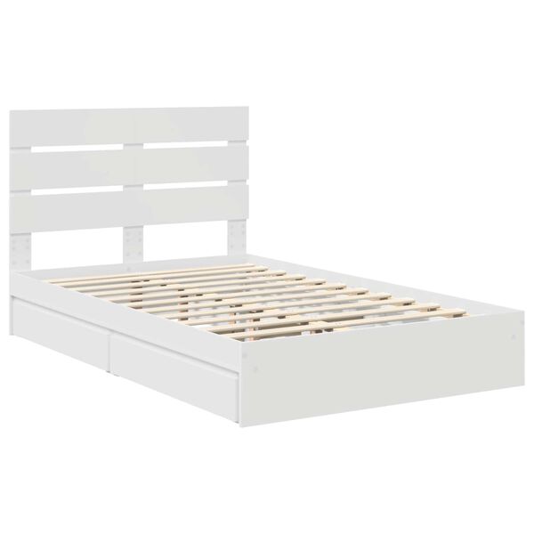 vidaXL Letto con Contenitore Bianco 120 x 190 cm Legno multistrato