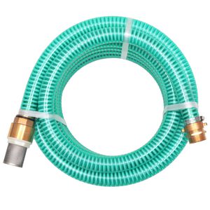 vidaXL Tubo di Aspirazione con Connettori in Ottone 15 m 25 mm Verde