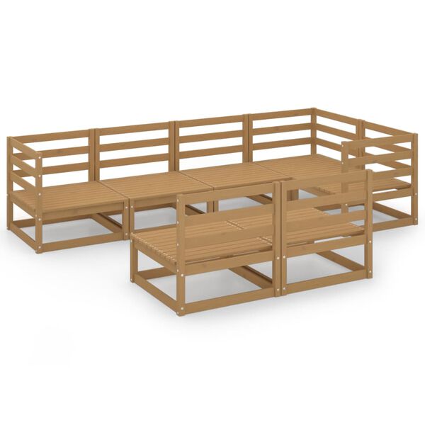 vidaXL Set Salotto da Giardino 7pz Marrone Ambra Legno Massello Pino