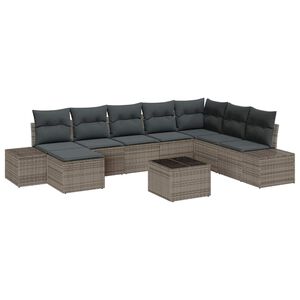 vidaXL Set Divano da Giardino 9 pcs Grigio chiaro polyrattan