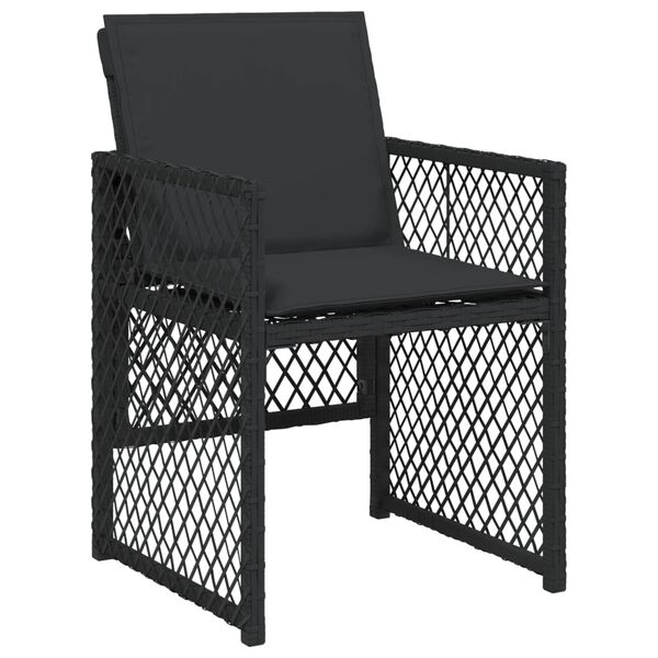 vidaXL Set da Pranzo da Giardino 13pz con Cuscini Nero in Polyrattan