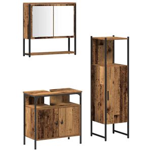 vidaXL Set di mobili per il bagno 3 pcs Marrone Legno multistrato