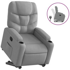 vidaXL Poltrona Alzapersona Reclinabile Grigio Chiaro in Tessuto