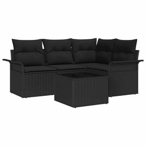 vidaXL Set Divano da Giardino con cuscino 5 pcs Nero polyrattan