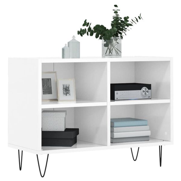 vidaXL Mobile Porta TV Bianco Lucido 69,5x30x50cm in Legno Multistrato