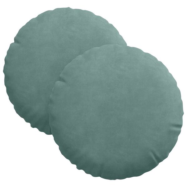 vidaXL Cuscini per Seduta 2 pcs Verde Mare Ø 40 x 13 cm Velluto