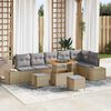 vidaXL Set Divano da Giardino con cuscino 9 pcs Beige Poly Rattan