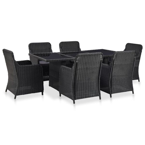 vidaXL Set da Pranzo da Giardino 7 pz in Polyrattan Nero