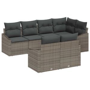 vidaXL Set di divani con cuscino 7 pcs Grigio polyrattan