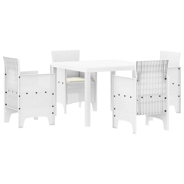 vidaXL Set da Pranzo per Giardino 5 pcs Bianco Rattan Polt