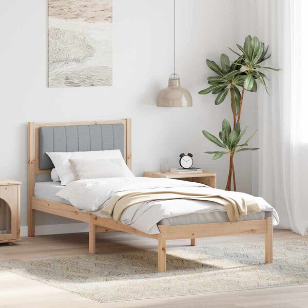 vidaXL Letto con Testiera Rivestita Grigio chiaro 75 x 190 cm