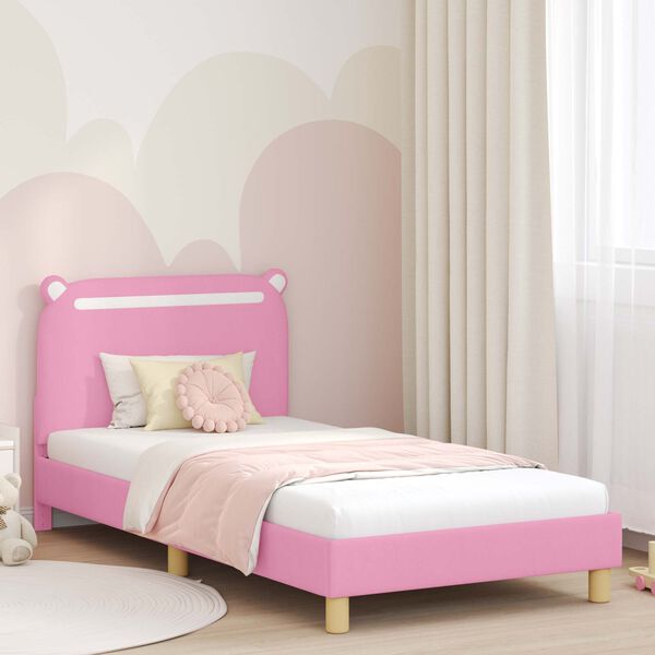 vidaXL Struttura letto bambini con testata Rosa 90 x 200 cm Tessuto