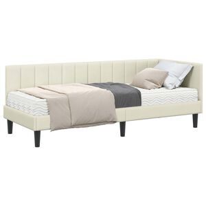 vidaXL Struttura Letto Angolare con Materasso 2 pz Crema 80 x 200 cm