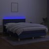 vidaXL Letto a Molle con Materasso e LED Blu 140x200 cm in Tessuto