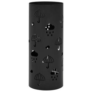 vidaXL Porta Ombrelli con Motivi a Ombrelli in Acciaio Nero
