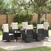 vidaXL Set da Pranzo per Giardino con cuscino 7 pcs Nero polyrattan