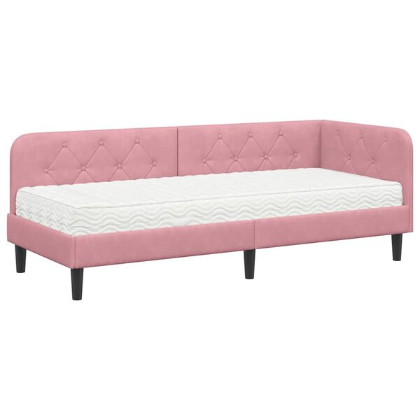 vidaXL Cornice del letto ad angolo Rosa 80 x 200 cm Velluto