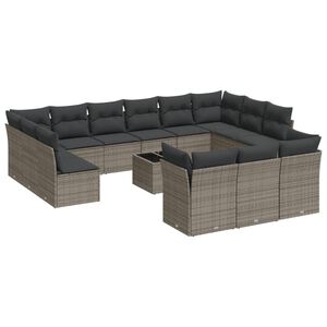 vidaXL Set Divani da Giardino 14pz con Cuscini in Polyrattan Grigio