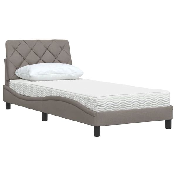 vidaXL Letto con Materasso Tortora 90x190 cm in Tessuto