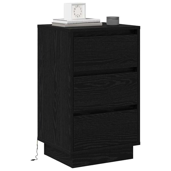 vidaXL Armadio da Notte con cassetto Rovere Nero 39 x 34,5 x 65 cm