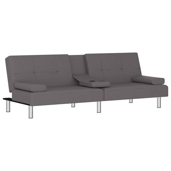 vidaXL Divano Letto con Portabicchieri in Similpelle Grigio